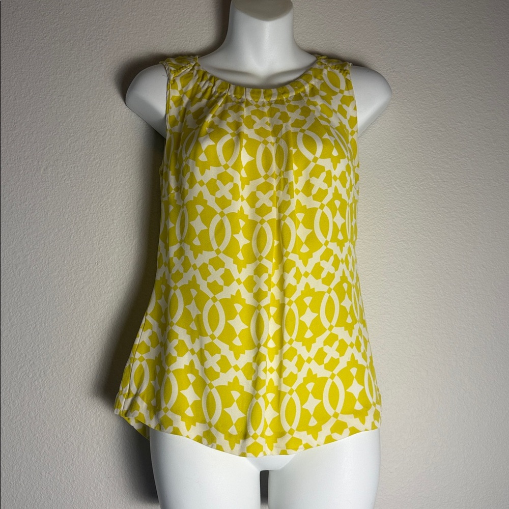 Tory Burch Yellow Geometric shape Silk Sleeveless shirt size 4